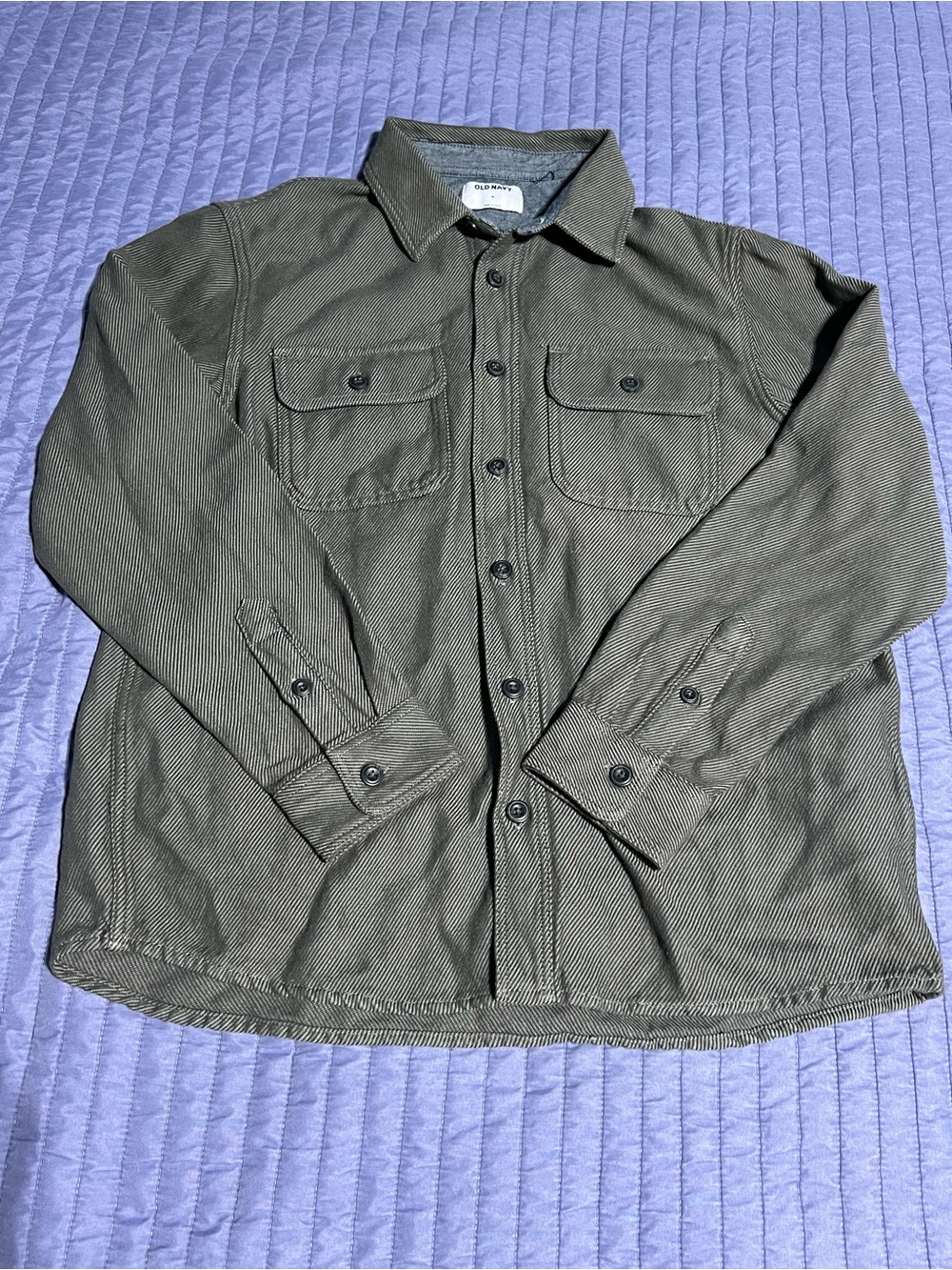 Old Navy Men’s Olive Green Men's Button-Front Shirt Jacket size M